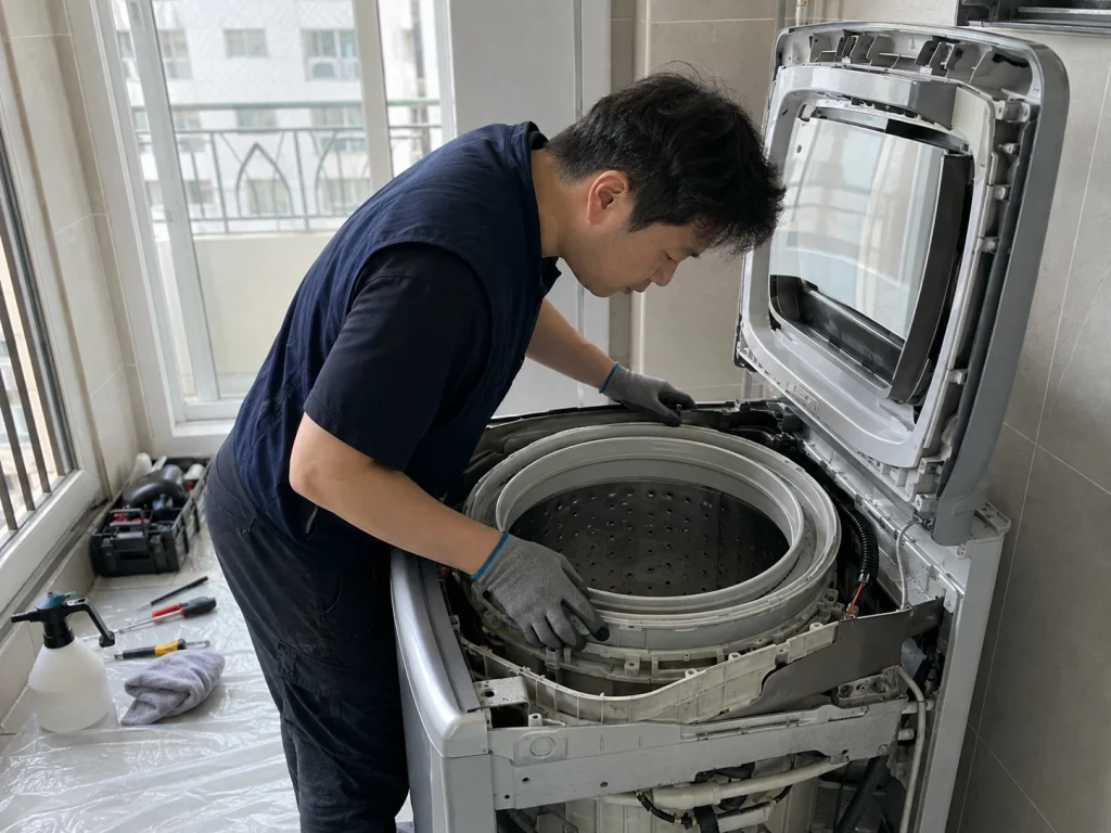 세탁기 청소 추천 완료 전 점검 장면